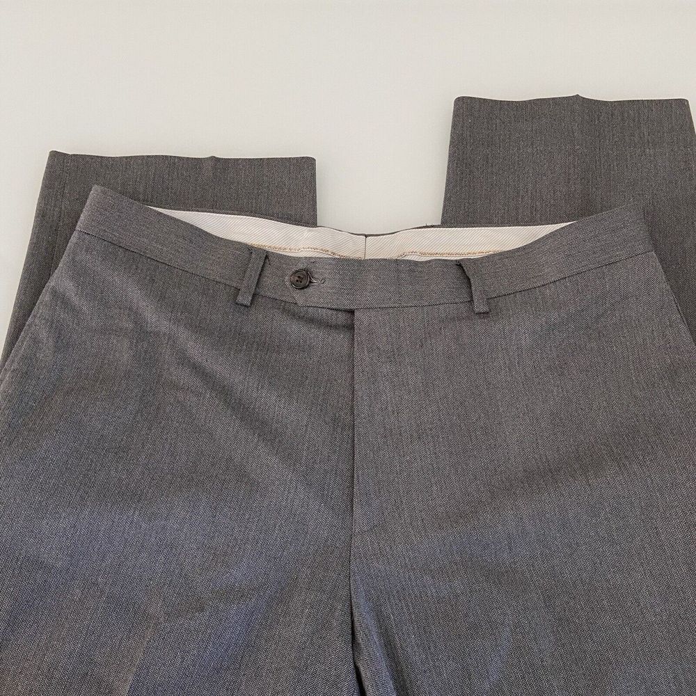 Ralph Lauren Women's Gray Flat Front Dress Pants Straight Leg Petite 34W Read